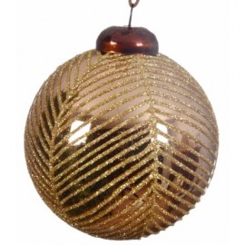 Copper Coloured Bauble with Glitter Stripes